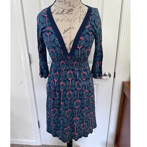 Puella Women’s sz L 100% cotton dress Floral Pattern Vneck Anthropologie